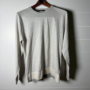 Raffi Pullover Large 100% Cotton Sweater with Elbow Patches, Oatmeal